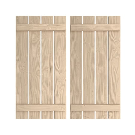 Rustic Four Board Spaced Board-n-Batten Sandblasted Faux Wood Shutters, 23 1/2W X 32H